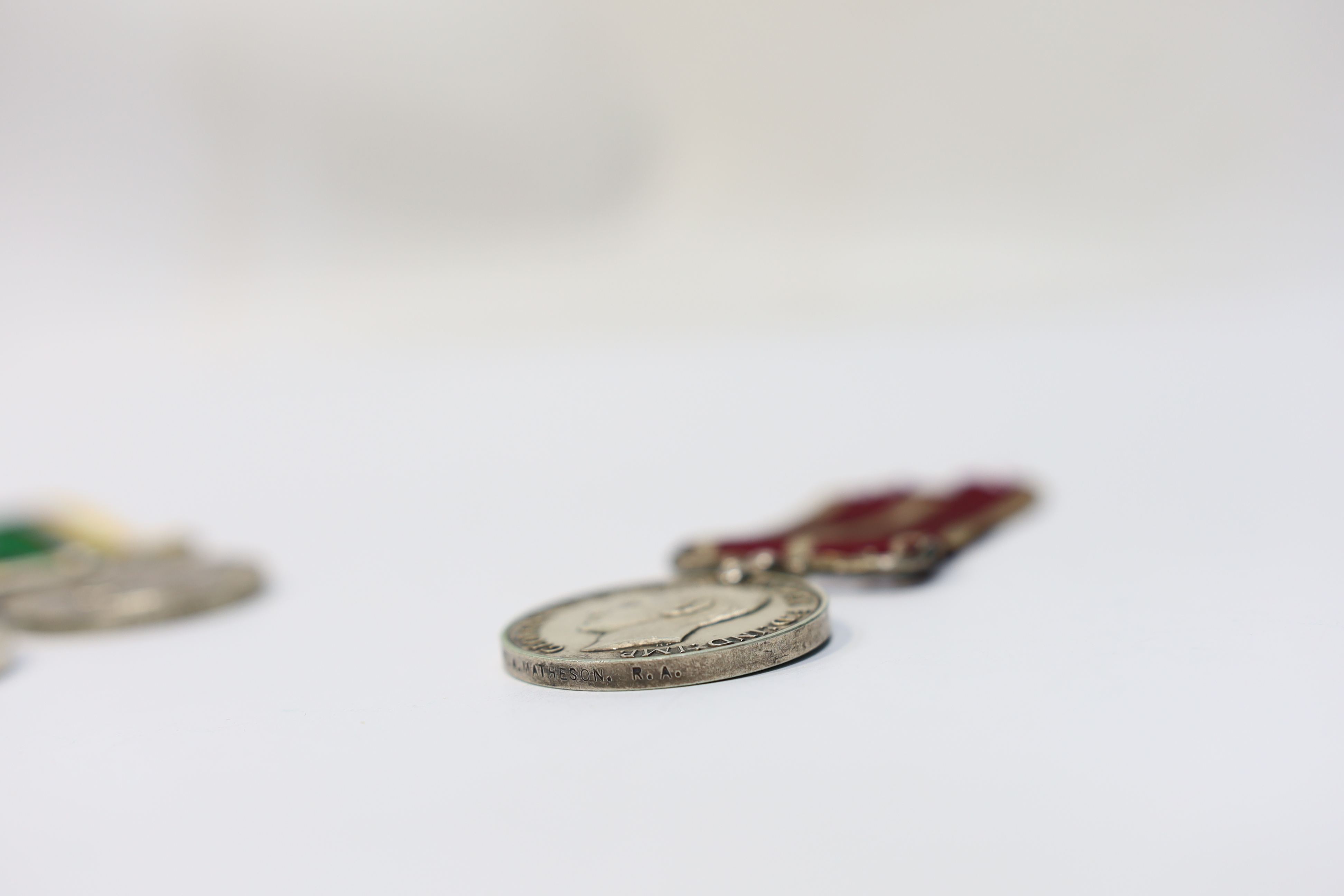 Three assorted service medals; GVI (D) Army Meritorious Service medal to Sjt A.Matheson.R.A.; ERII (A) Army LSGC to 23948816 Sgt M O Digan RAMC; ERII (A) Cadet Forces medal to Sqn.Ldr.J.R.Allen RAFVR(T). Condition - fair